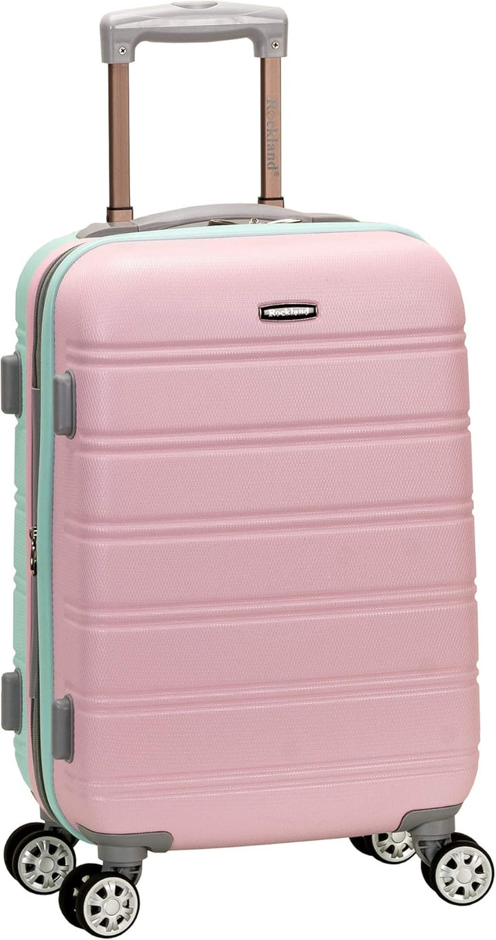 Unisex Cotton Candy hardside carry-on luggage. Lightweight, expandable with double spinner wheels for easy travel.