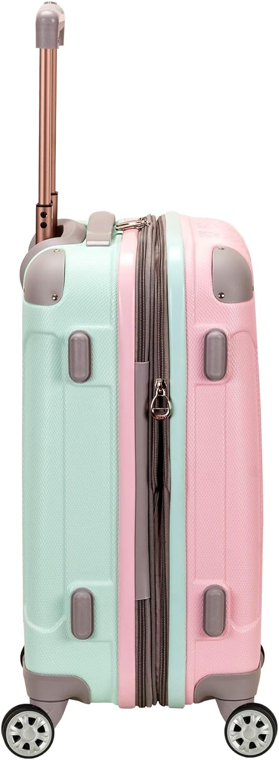Stylish Cotton Candy carry-on suitcase. Expandable, lightweight hardside with spinner wheels. Perfect for vacations.