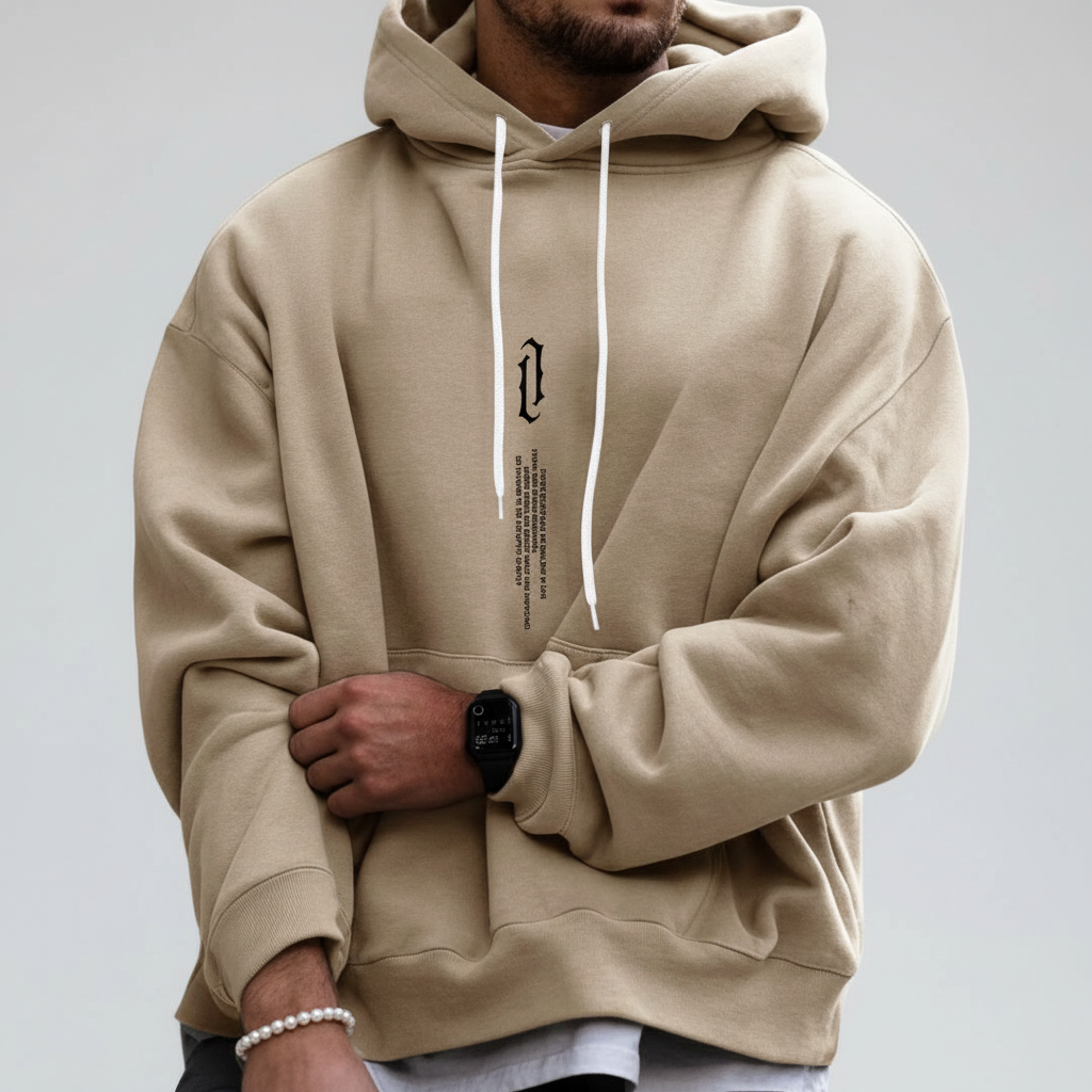 Back view of Unisex Cozy Cotton Blend Hoodie, Felix, plain design pullover