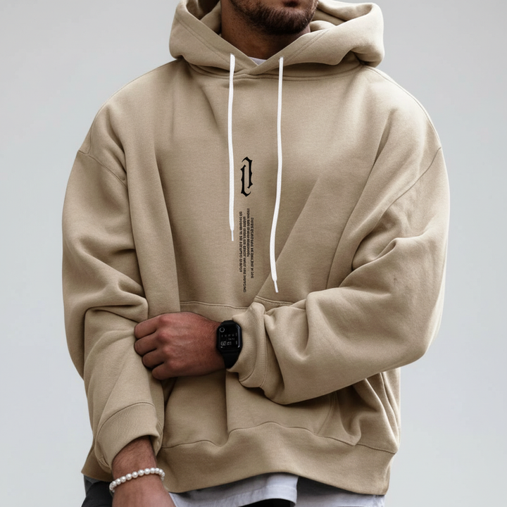 Back view of Unisex Cozy Cotton Blend Hoodie, Felix, plain design pullover