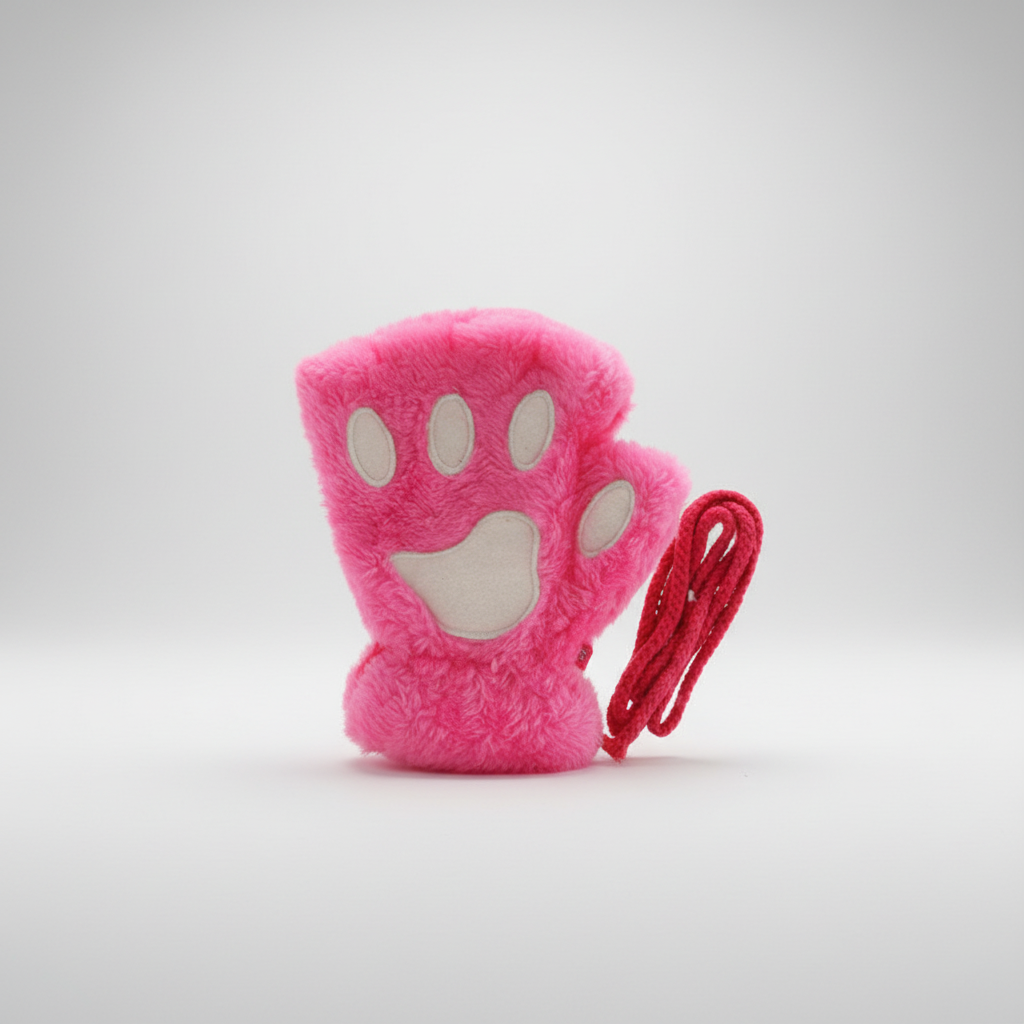 Warm and soft fingerless paw print gloves, a cozy accessory for cold winter days