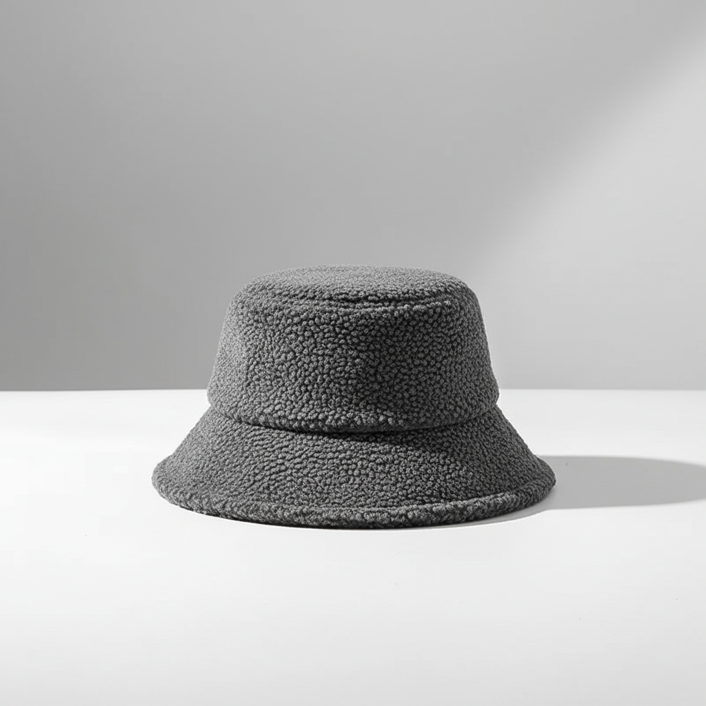Trendy black fleece fisherman hat, a warm and stylish winter accessory for men and women