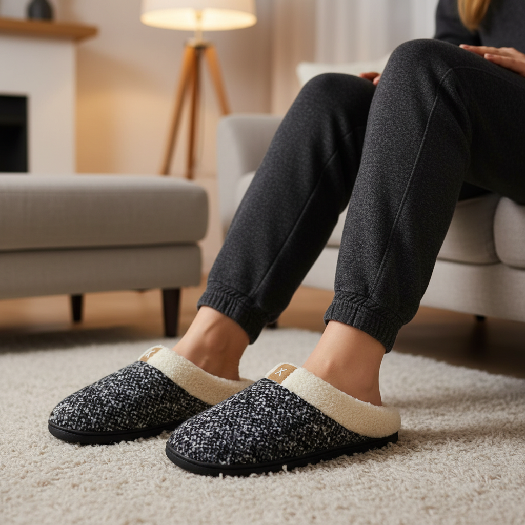 Unisex Cozy Memory Foam House Slippers, CloudStep, with plush lining and non-slip sole