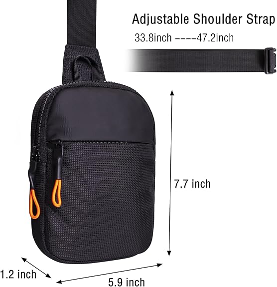 Man wearing a gray Unisex CrossLite chest mini sling bag, hiking in outdoor adventure