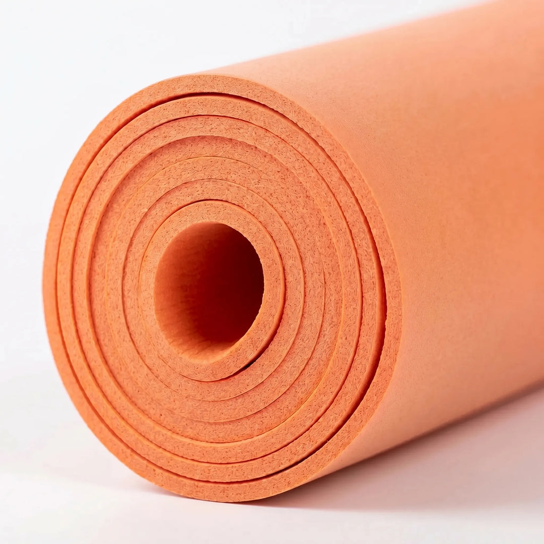 Portable non-slip EVA exercise mat for yoga, pilates & fitness. Cushioned for comfortable home gym workouts.