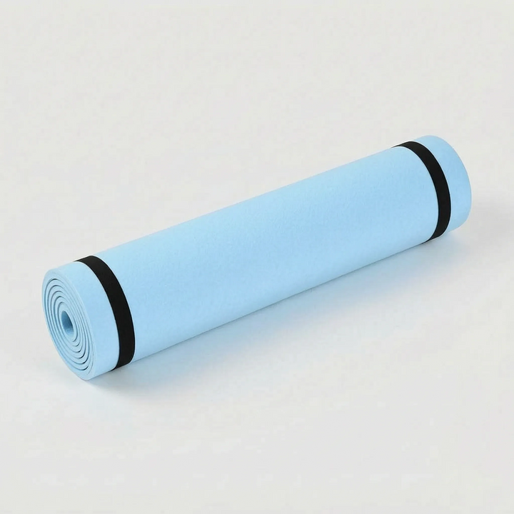 Versatile cushioned fitness mat, non-slip, for yoga, pilates, & gym workouts. Durable & portable home gym accessory.