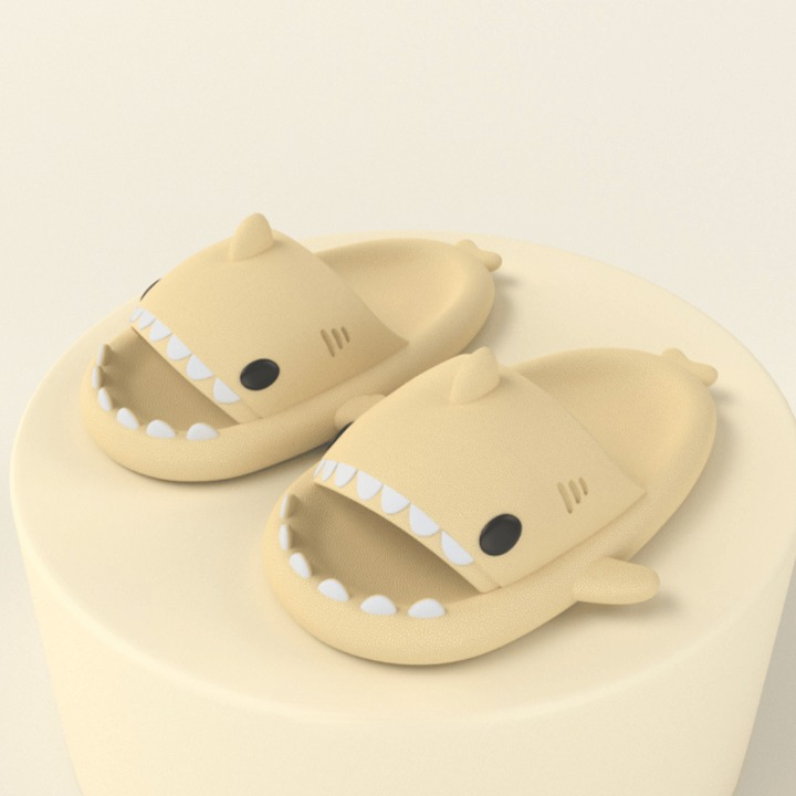 Pair of unisex shark slide sandals, comfort shoes with EVA cushioning & non-slip sole