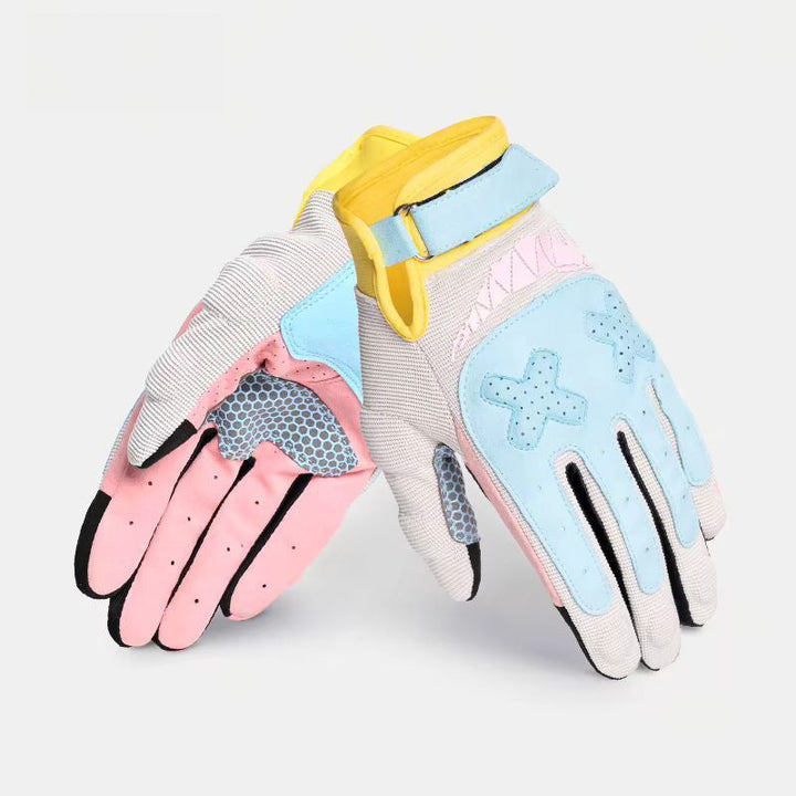 Breathable anti-slip motorcycle gloves with touchscreen fingertips for secure and convenient riding.