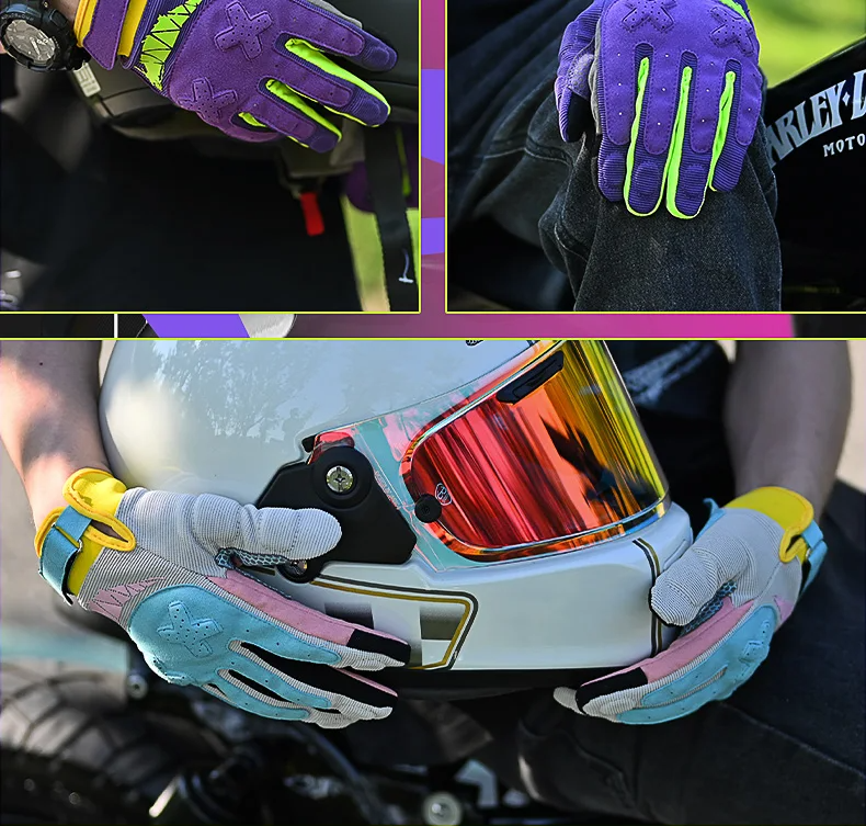 Sleek black unisex motorcycle gloves featuring touchscreen fingertips & adjustable wrist straps for secure fit.