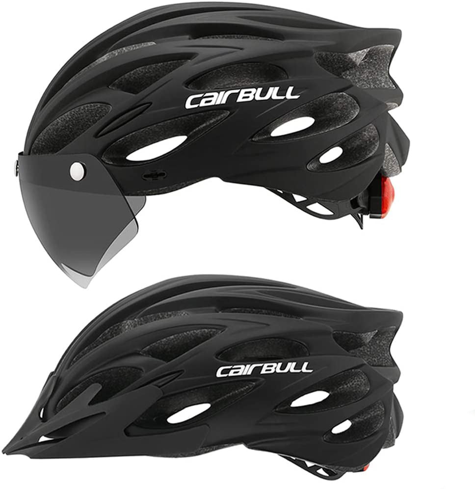 Versatile unisex bike helmet with a rear safety light, suitable for various cycling activities.