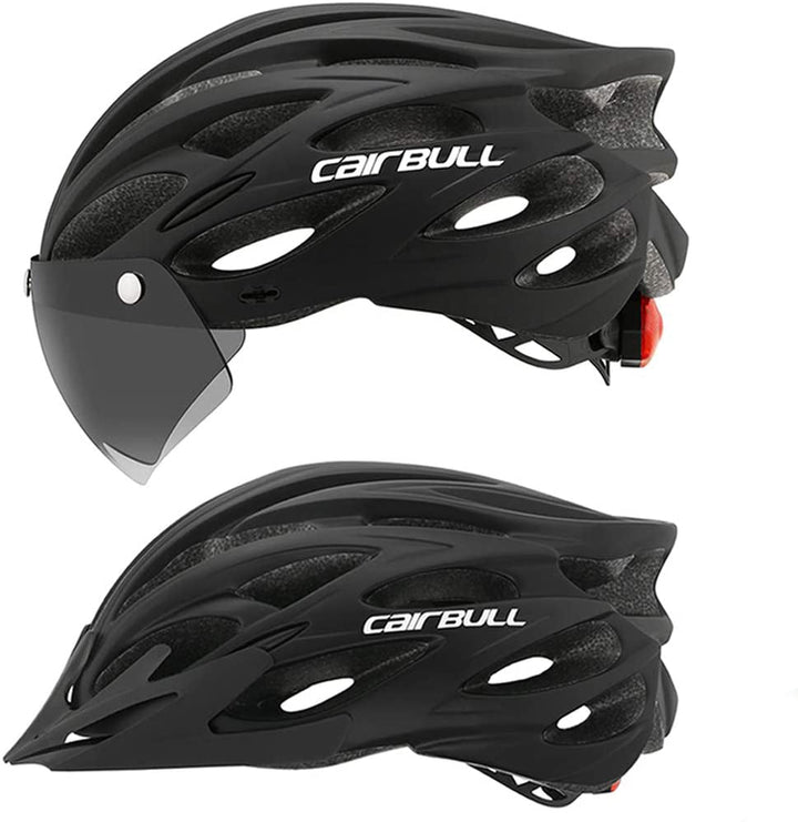 Versatile unisex bike helmet with a rear safety light, suitable for various cycling activities.