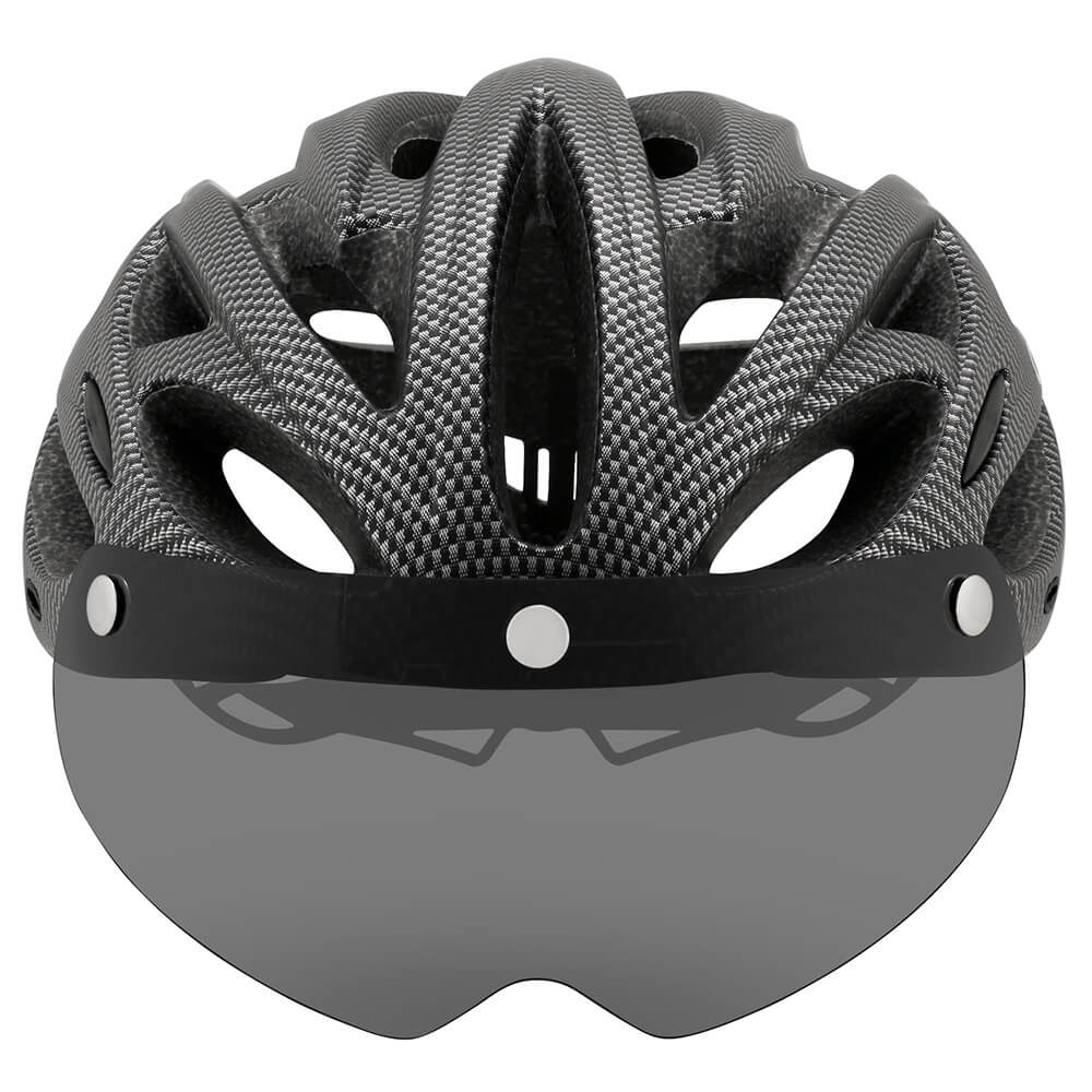 Adjustable fit cycling helmet with integrated rear light, perfect for all riders.