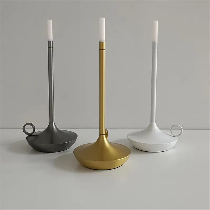Modern home accent: wireless LED table lamp, luxury flame-free candle holder with touch.