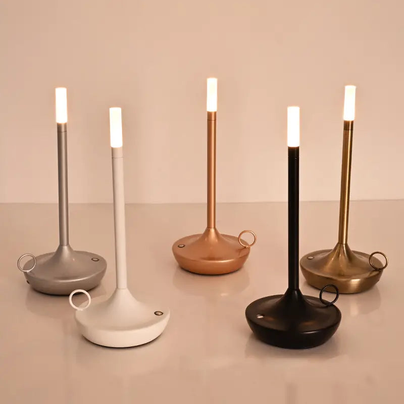Unisex wireless LED table lamp, decorative candle holder with touch control for ambient glow.