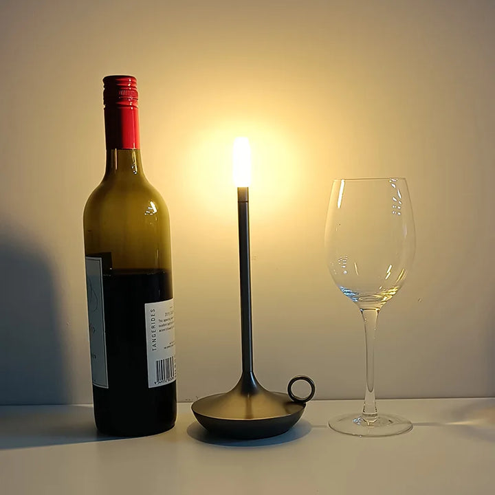 Flame-free luxury LED candle holder lamp, wireless and decorative for stylish home accent lighting.