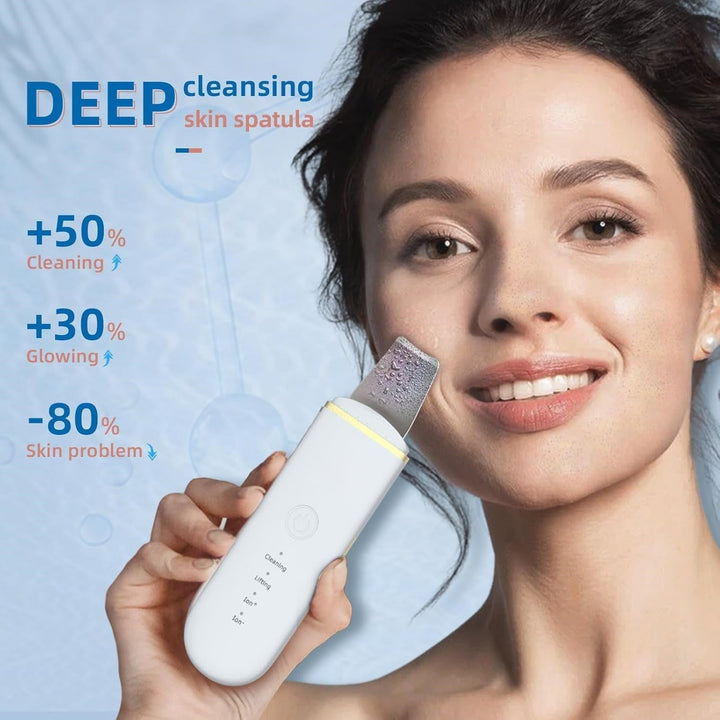 Graphic illustrating the Deep Cleansing action of the Ultrasonic Skin Scrubber on skin pores.