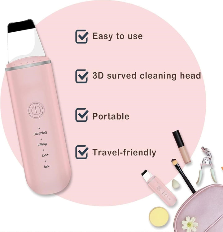 Packaging for Deep Cleansing Ultrasonic Skin Scrubber with skincare and beauty tool labels.
