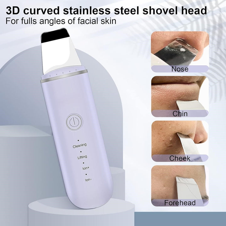 Unisex Ultrasonic Skin Scrubber operating, showing mist and vibrations for effective pore cleaning.