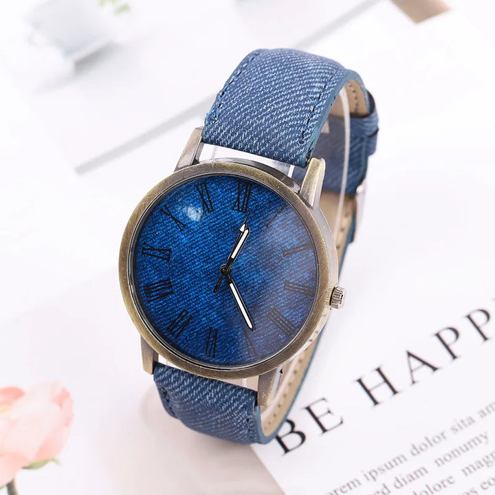 Streetwear-ready unisex watch with a unique denim band & subtle bronze details for a cool look.