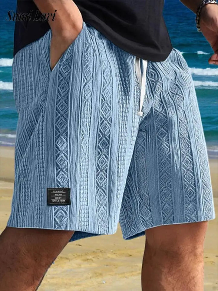 Premium unisex diamond knit lounge shorts, relaxed fit, perfect for relaxation.