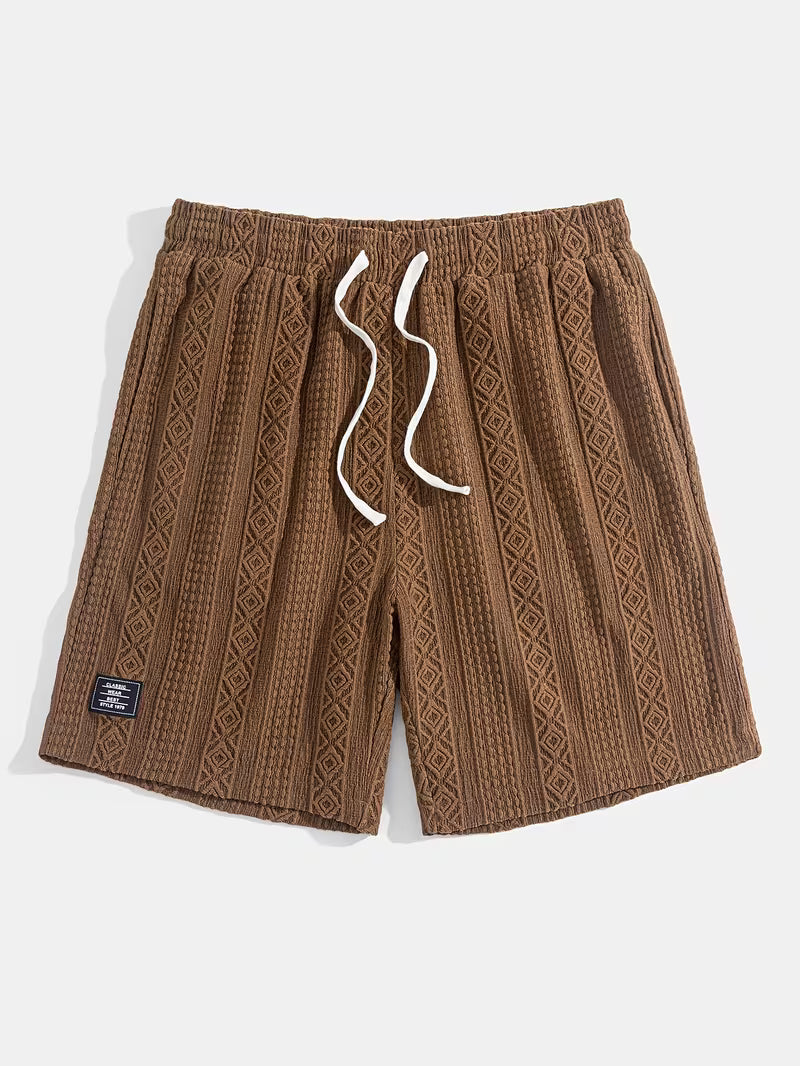 Comfortable unisex relaxed fit lounge shorts with a unique diamond knit texture.
