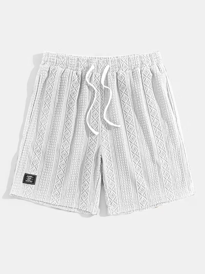 Casual unisex shorts with unique diamond knit pattern & relaxed, comfortable fit.