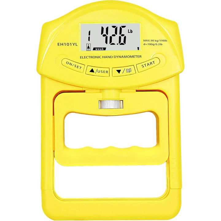 Unisex digital grip strength meter, perfect for all adults. Enhance hand strength, track progress up to 198 lbs.
