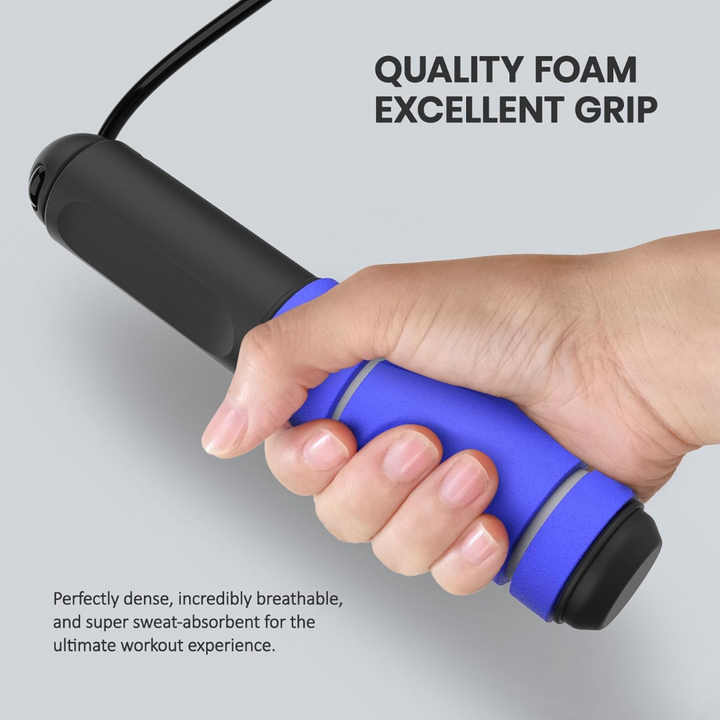 Exercise digital jump rope with easy-to-read calorie counter for powerful cardio workouts.