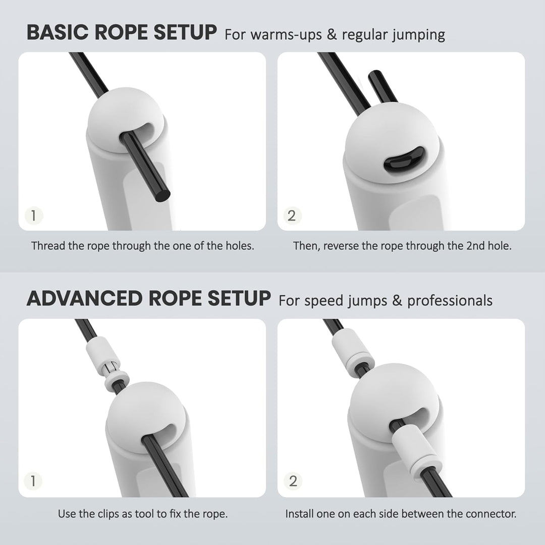 Fitness jump rope with smart digital calorie counter & adjustable length for all users.
