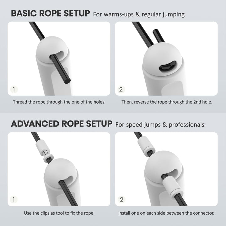 Fitness jump rope with smart digital calorie counter & adjustable length for all users.