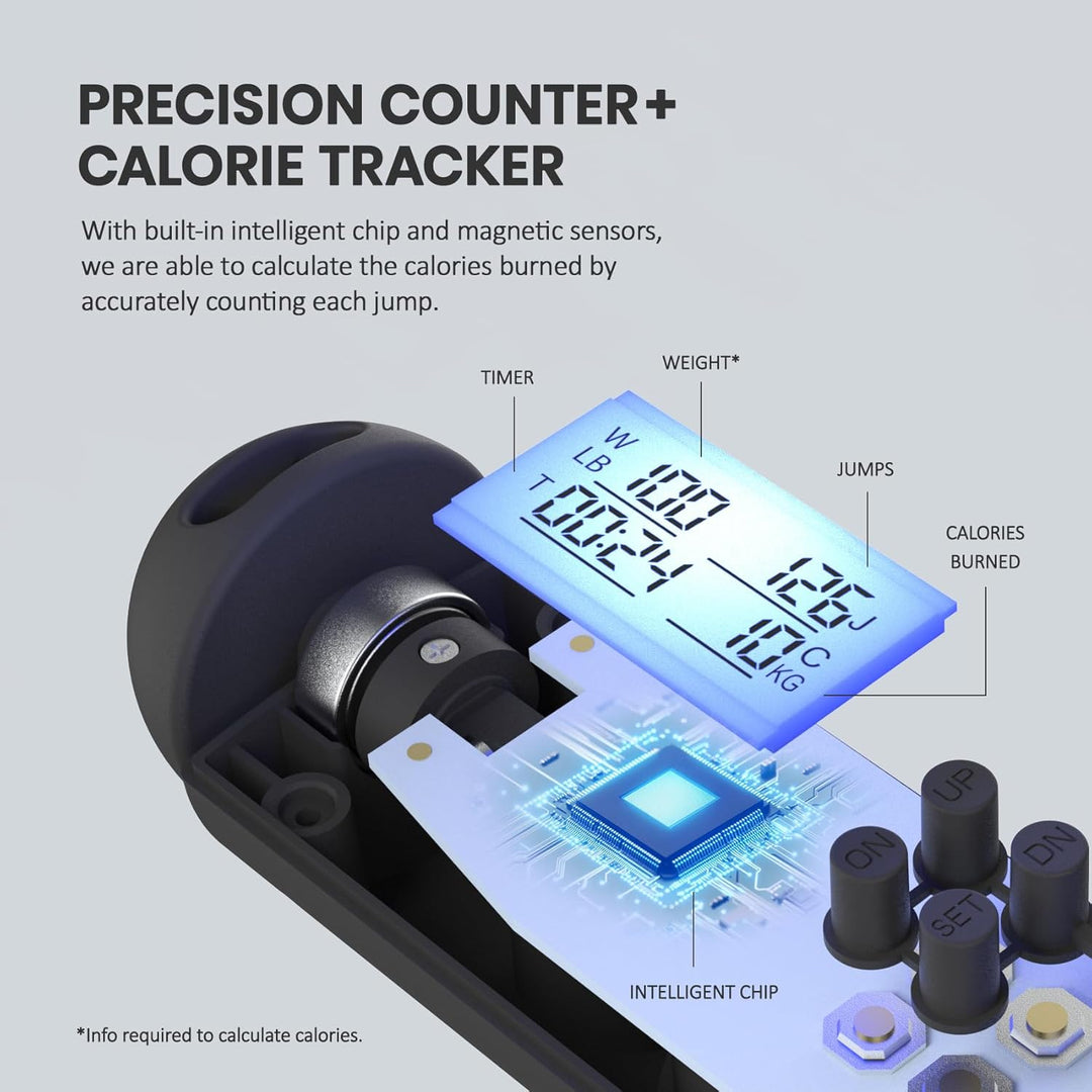High-quality speed jump rope, digital, with calorie tracker for effective cardio workouts.