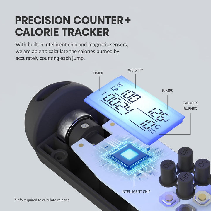 High-quality speed jump rope, digital, with calorie tracker for effective cardio workouts.