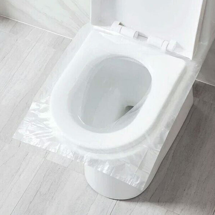 Portable disposable toilet seat covers for hygienic travel. Essential protection in public restrooms.