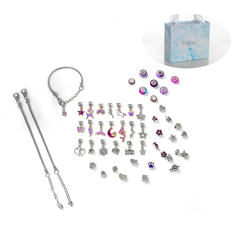 Unisex DIY Christmas bracelet craft kit for creative fun. Make festive holiday jewelry with star & animal charms.