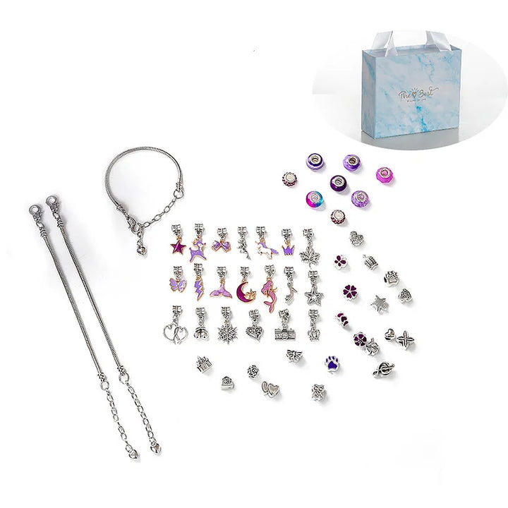 Unisex DIY Christmas bracelet craft kit for creative fun. Make festive holiday jewelry with star & animal charms.