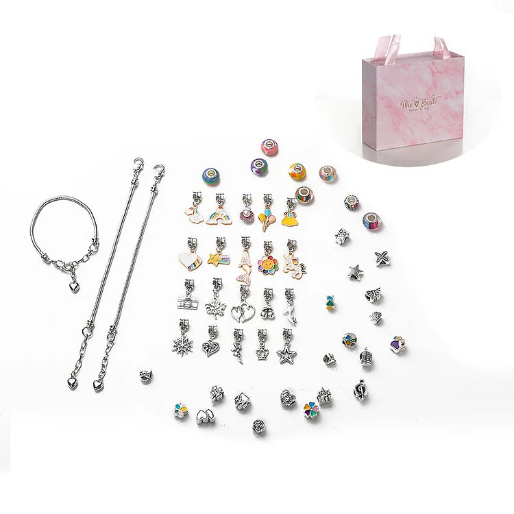 Festive DIY Christmas bracelet craft set for creative fun. Make your own holiday jewelry with star & animal charms.