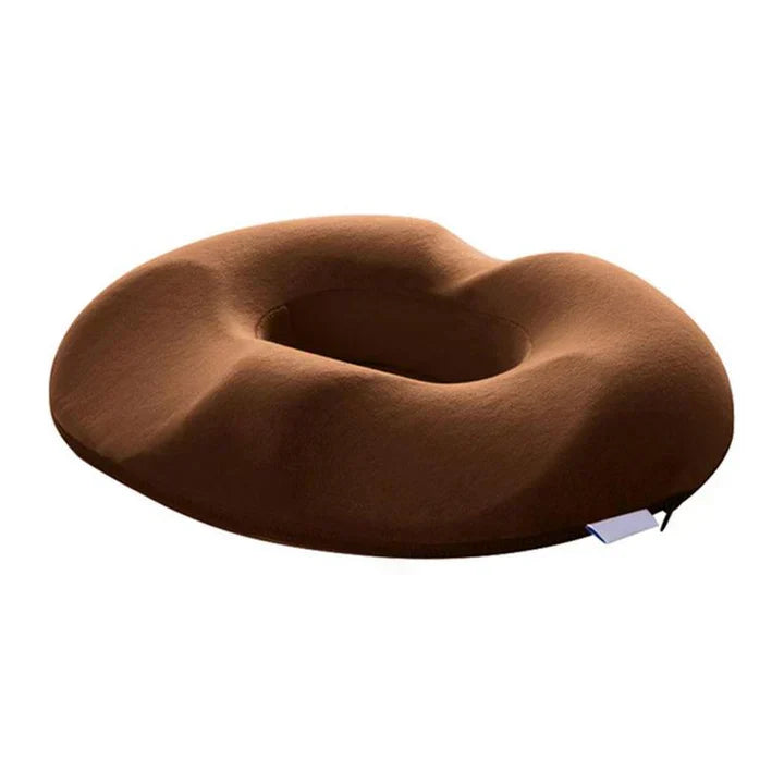 Tailbone pain relief with this ergonomic donut seat cushion. Memory foam for sciatic nerve and coccyx support.