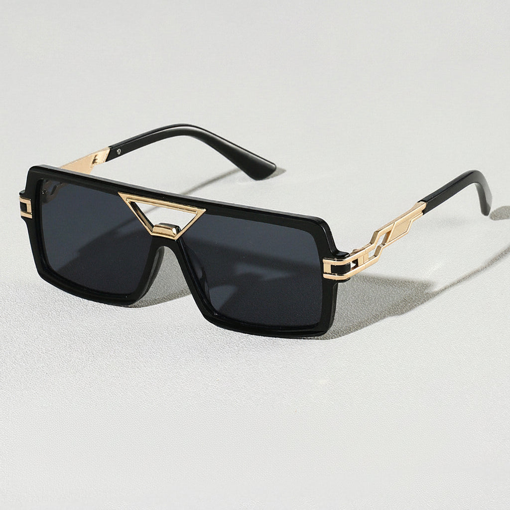 Premium unisex double bridge sunglasses with dark lenses, perfect for sun protection and style.