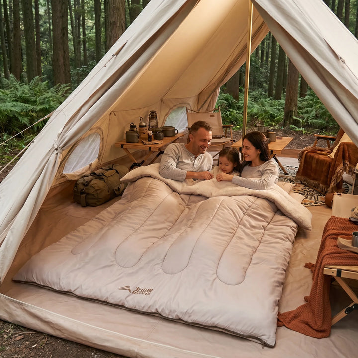 Unisex double detachable sleeping bag, perfect for outdoor camping & hiking adventures with warmth for couples.