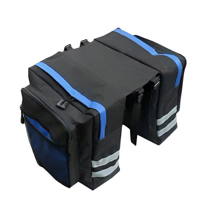 Large capacity unisex double pannier bike bag for rear rack, offering ample bicycle storage for cycling commutes.