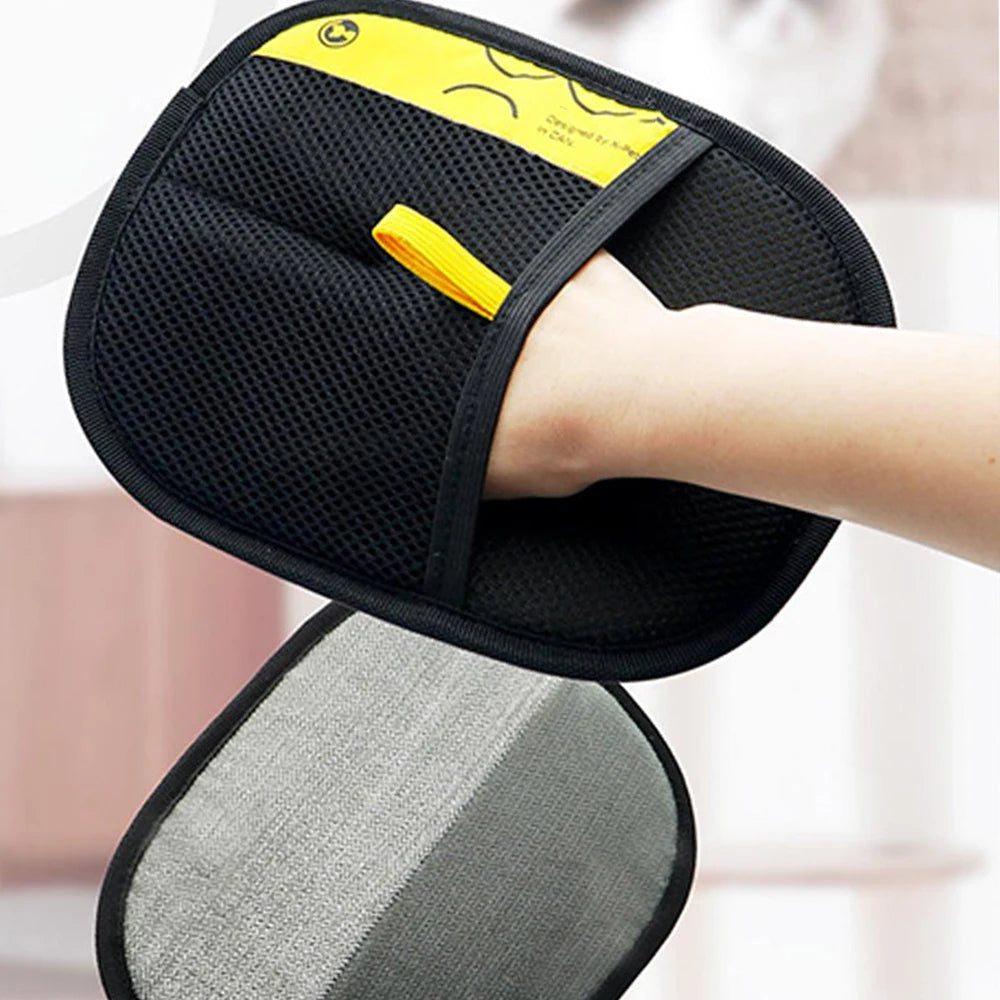 Unisex double-sided pet grooming gloves for effective hair removal, deshedding, and gentle massage for dogs and cats.