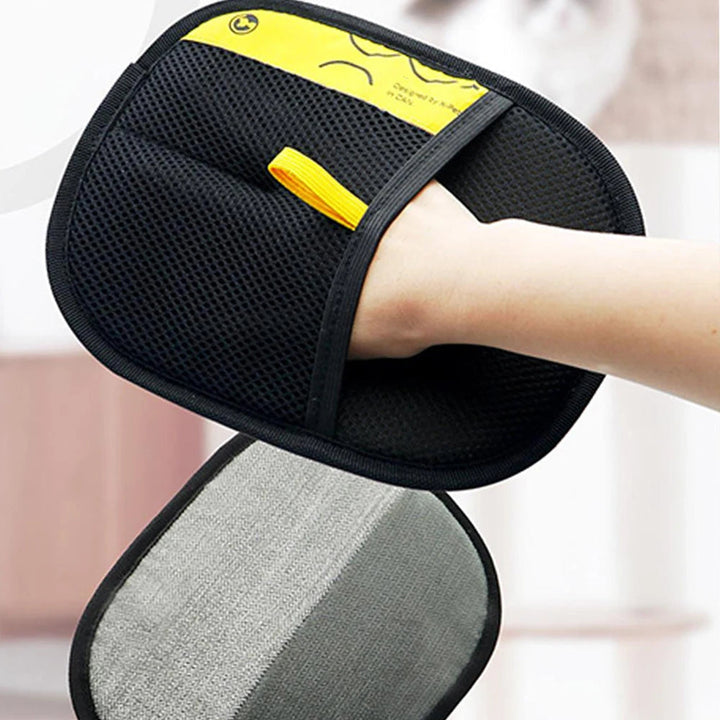 Unisex double-sided pet grooming gloves for effective hair removal, deshedding, and gentle massage for dogs and cats.