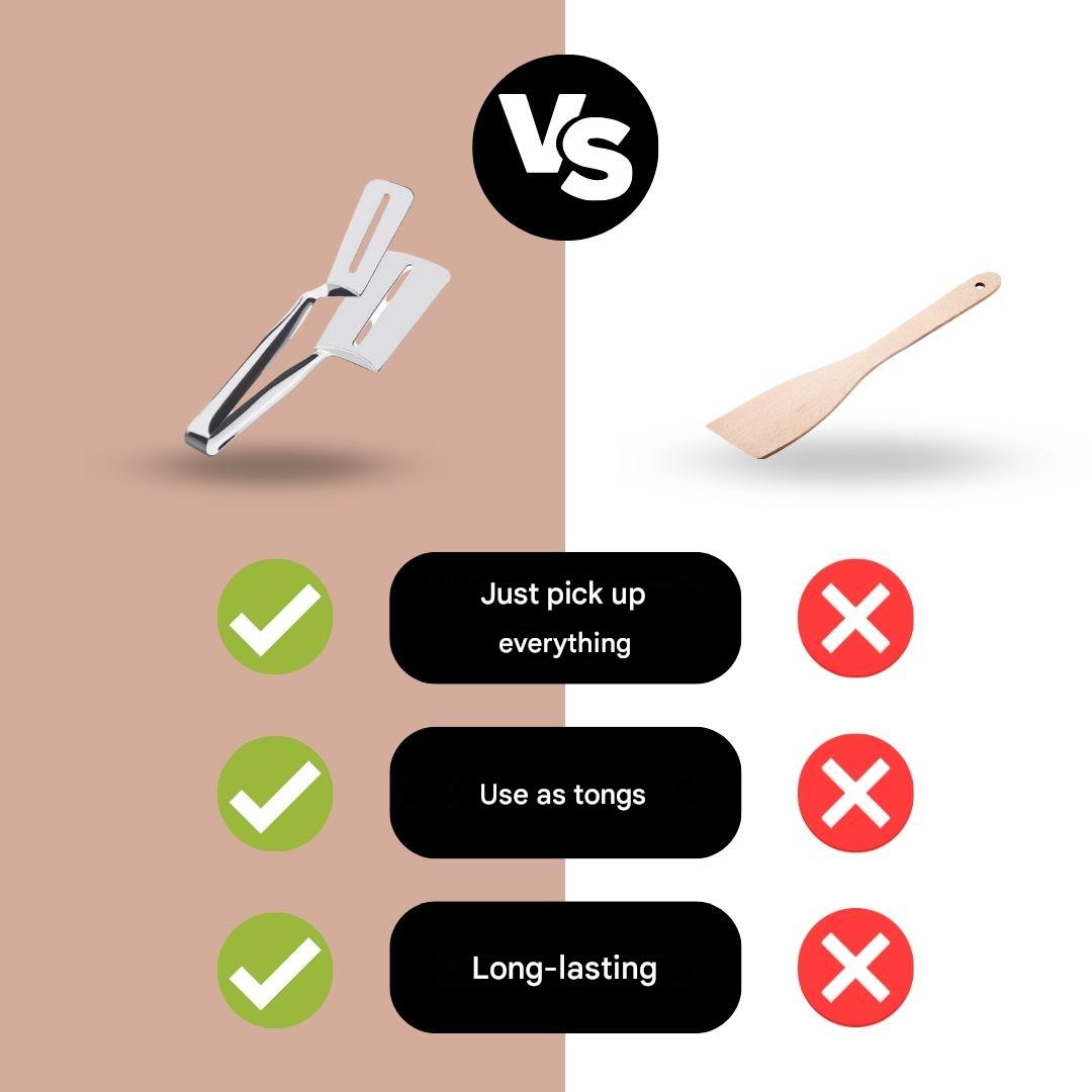 Versatile DuoFlip spatula: a durable stainless steel kitchen utensil designed for easy, precise food flipping.