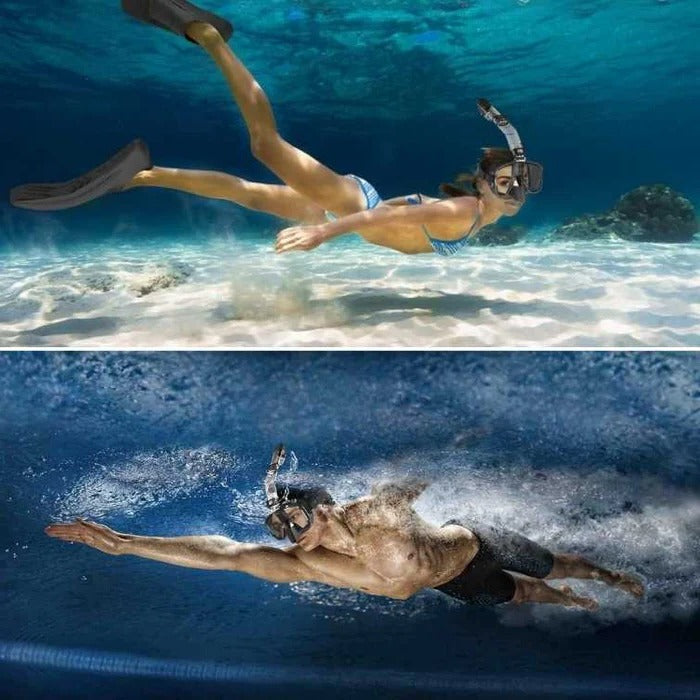 Unisex snorkeling mask: dry top, anti-fog, panoramic view, clear vision for water sports.