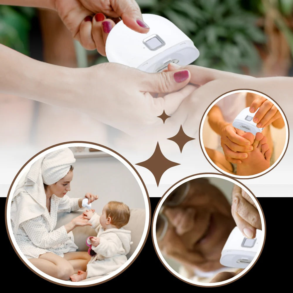 Portable electric nail clipper for all ages, featuring dual speed & automatic grinding for perfect nails.