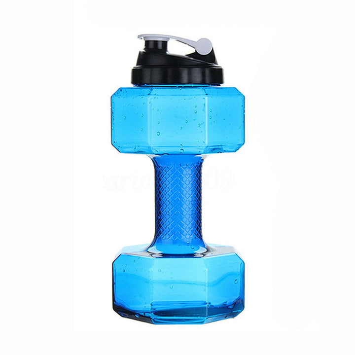 Unisex dumbbell water bottle for fitness workouts & hydration.