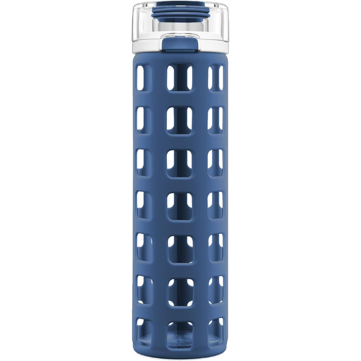 Unisex durable glass water bottle, leak-proof flip lid & protective silicone, ideal for everyday.