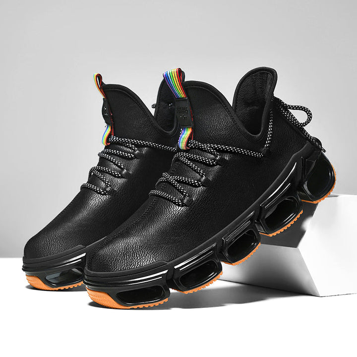 Textured Unisex Athletic Shoes with elevated platform sole. Lightweight, lace-up, and comfortable for sports.