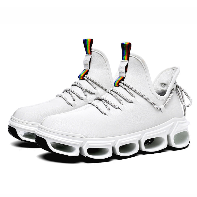 Comfortable Unisex Elevated Running Shoes with textured upper, lace-up, and stylish platform design.
