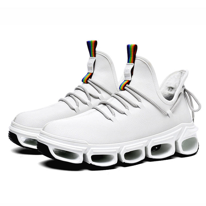 Comfortable Unisex Elevated Running Shoes with textured upper, lace-up, and stylish platform design.